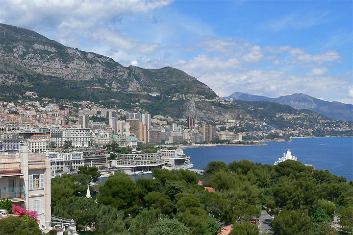 Monacon yleiskuva: kaupunkia, meri ja vuoria